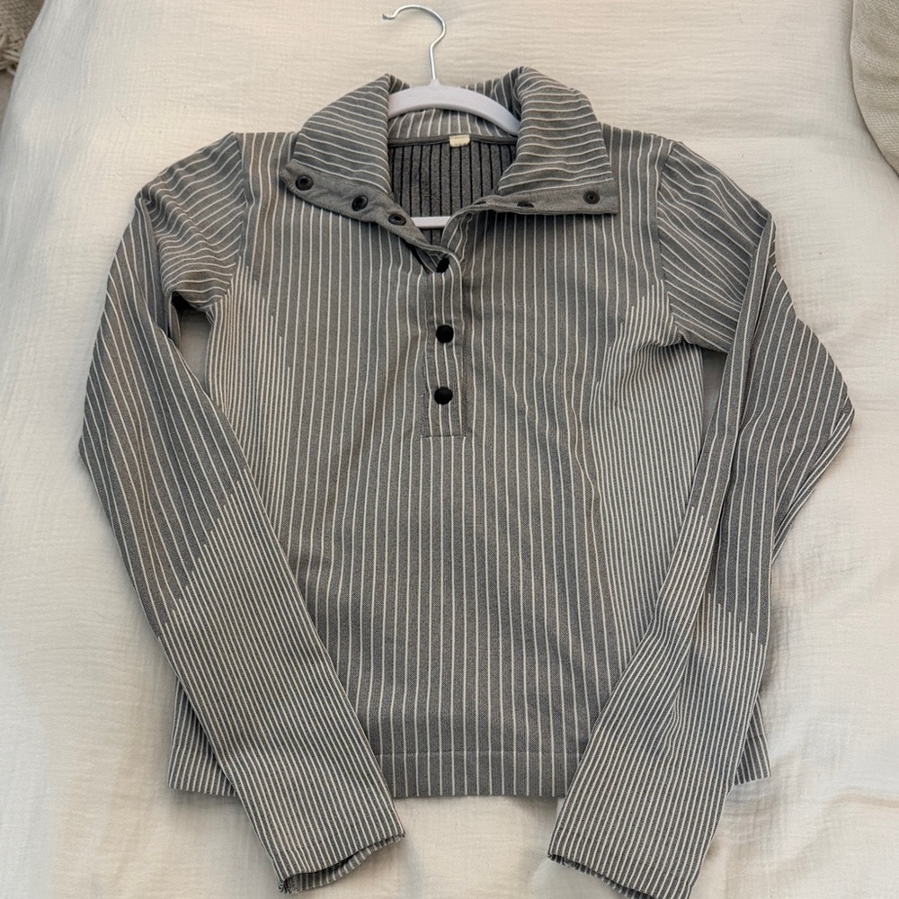 Striped Gray Long Sleeve Pullover Fabletics